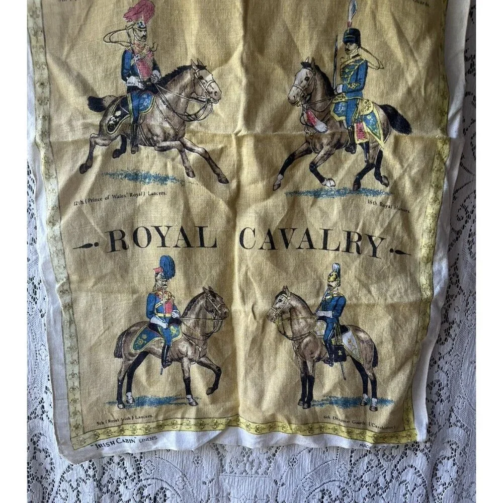 Vintage‎ Irish Cabin Linens Royal Cavalry Ireland Linen Victorian Tea Towel